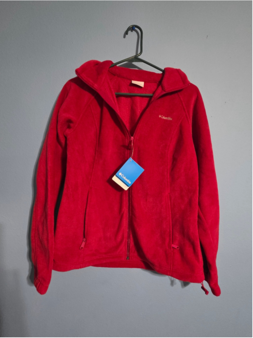 Women's Columbia Fleece Jacket dark Red Size XL warm fall cozy trendy zip up